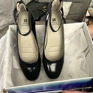Size 7.5 White Mountain Black Patent Leather Shoes worn a few times